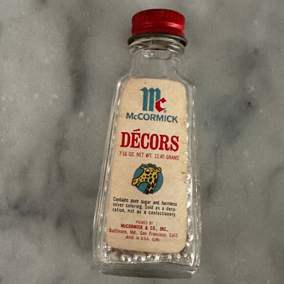 Vintage House Of McCormick Decors Silver Dragees Giraffe Label Bottle Baking Mem - Picture 13 of 13
